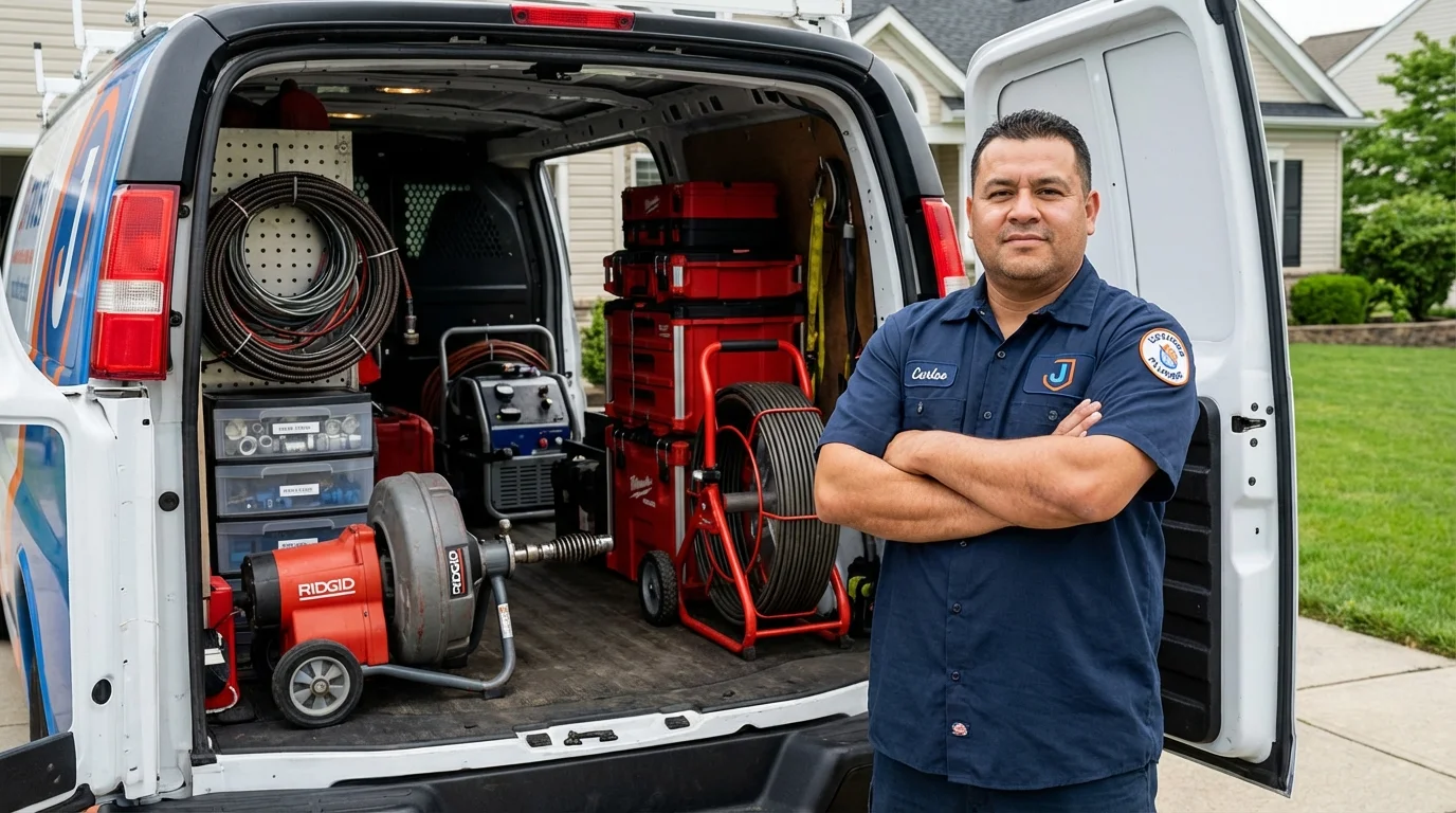 Professional drain cleaning equipment and Johns Plumbing LLC plumber in Lemoyne