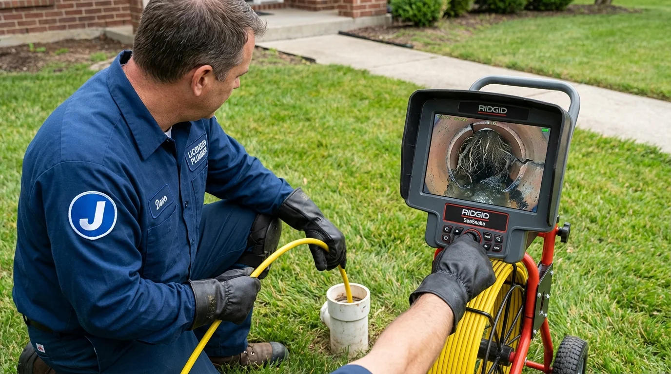 Sewer camera inspection being performed by Johns Plumbing LLC in Lemoyne